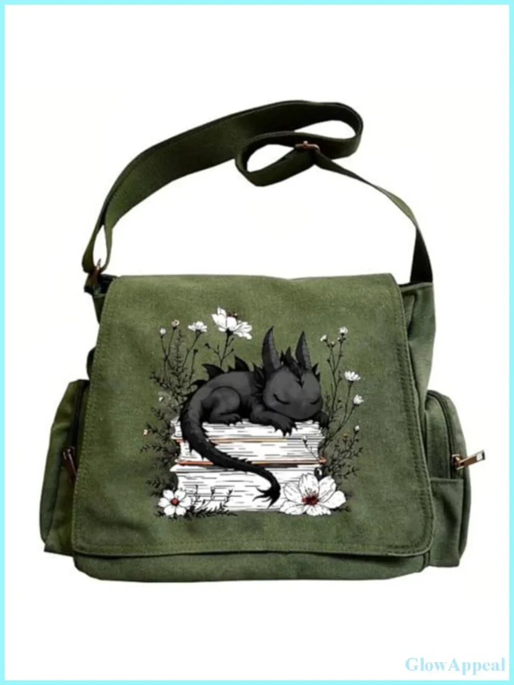 CHICGLOW Canvas Messenger Bag Crossbody Shoulder Purse Pockets